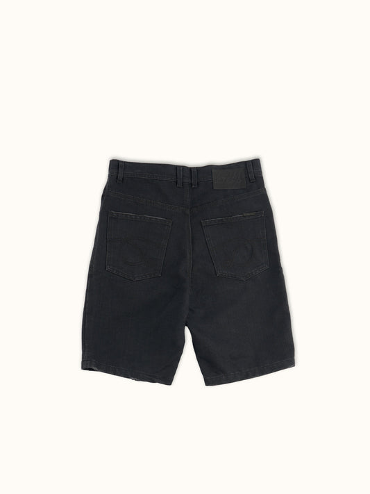 Short de Mezclilla Alex en Negro, vista trasera — el canesú y el pespunte de triple aguja. #color_negro