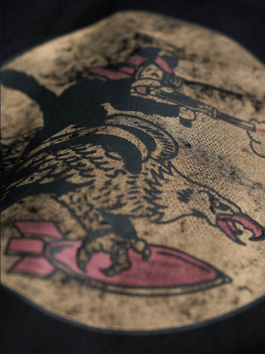 Chamarra Bomber Flight Reversible en Negro, vista trasera — el estampado en serigrafía en la espalda del lado. #color_negro