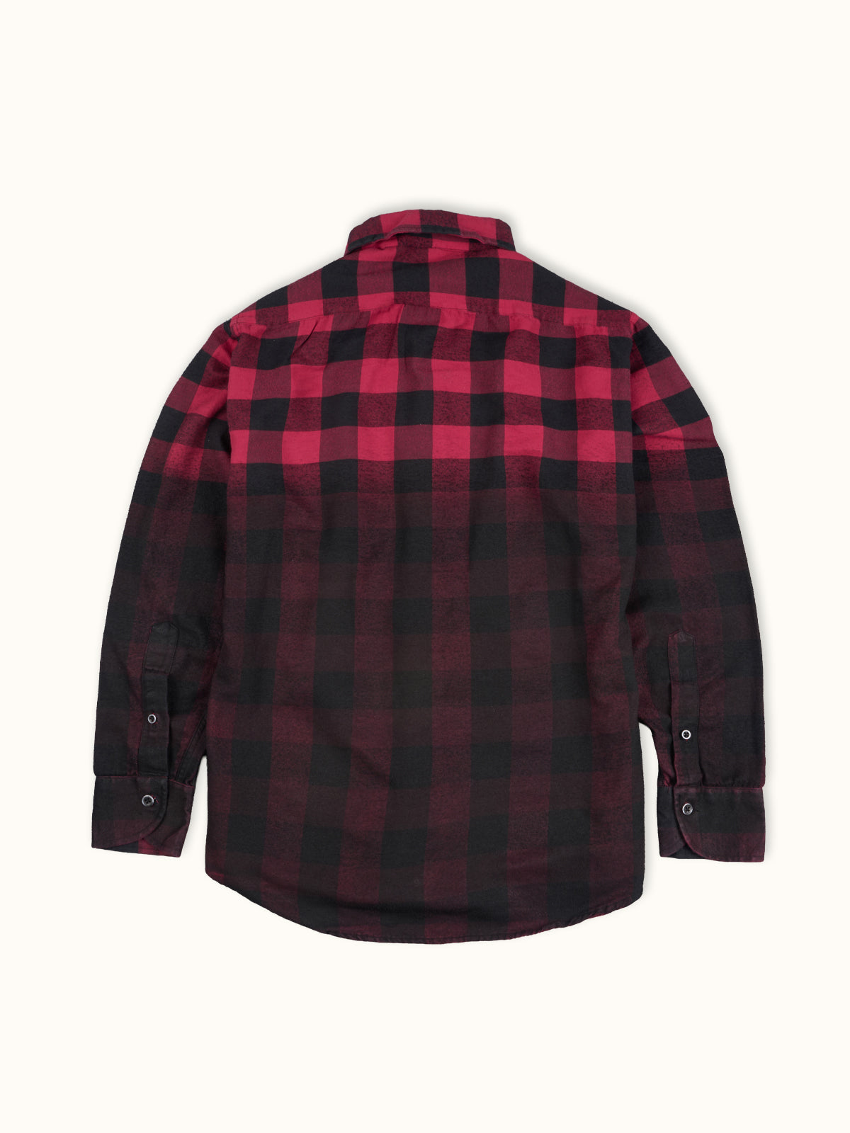 Camisa Colorado de Cuadros Aerografiada en Rojo, vista trasera — la espalda de corte slim y el pigmento. #color_rojo