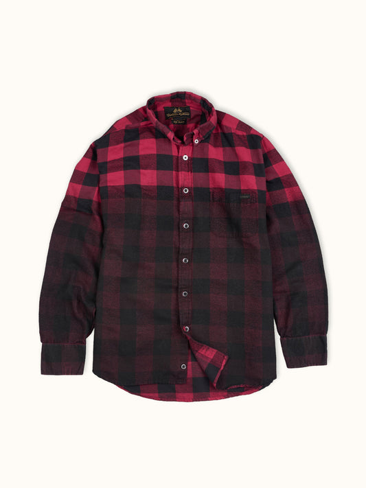 Camisa Colorado de Cuadros Aerografiada en Rojo, vista frontal — franela de algodón. Demons & Machines. #color_rojo