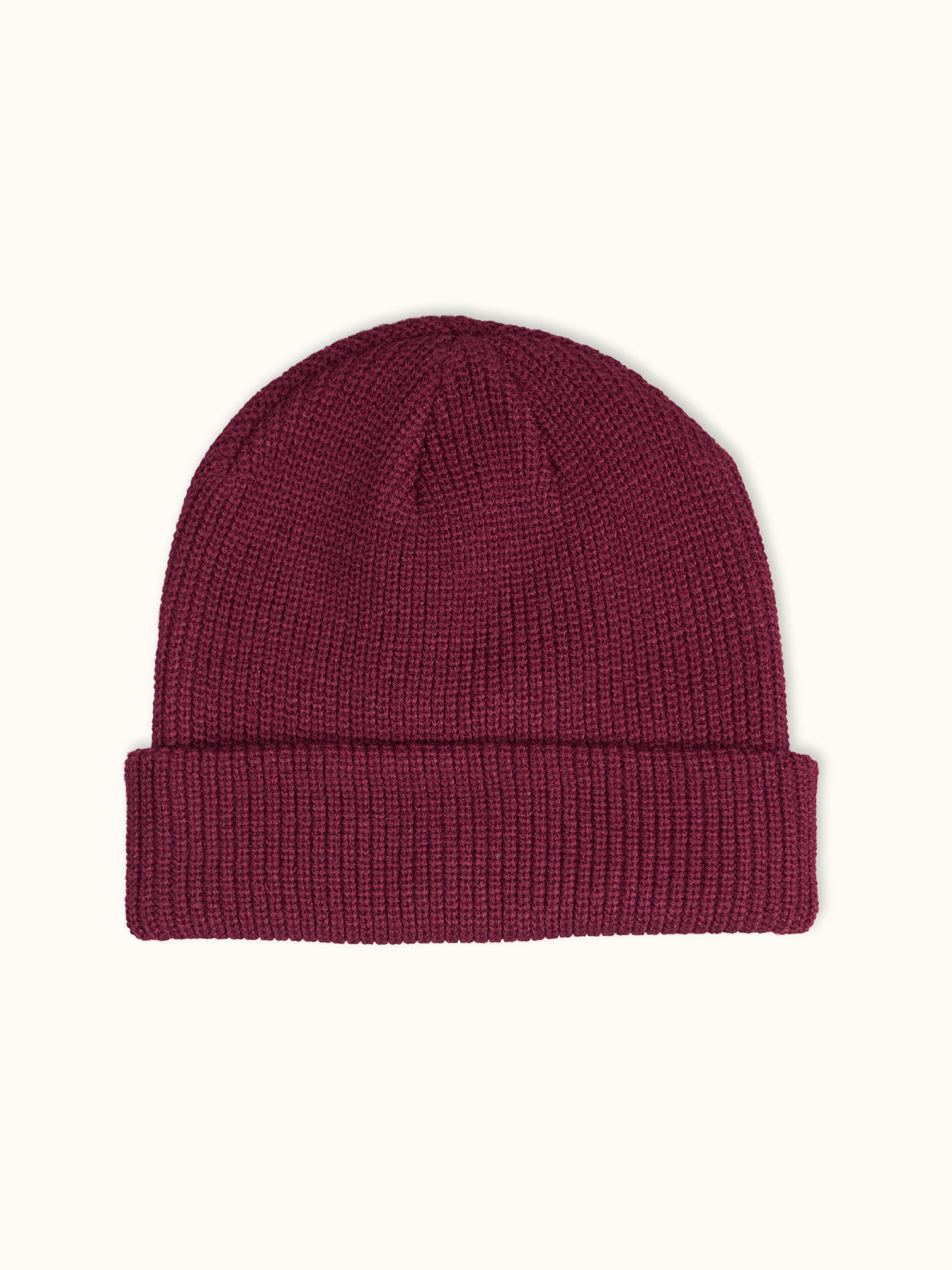 Gorro Tejido Demons en Vino, vista trasera — la copa redonda limpia. #color_vino