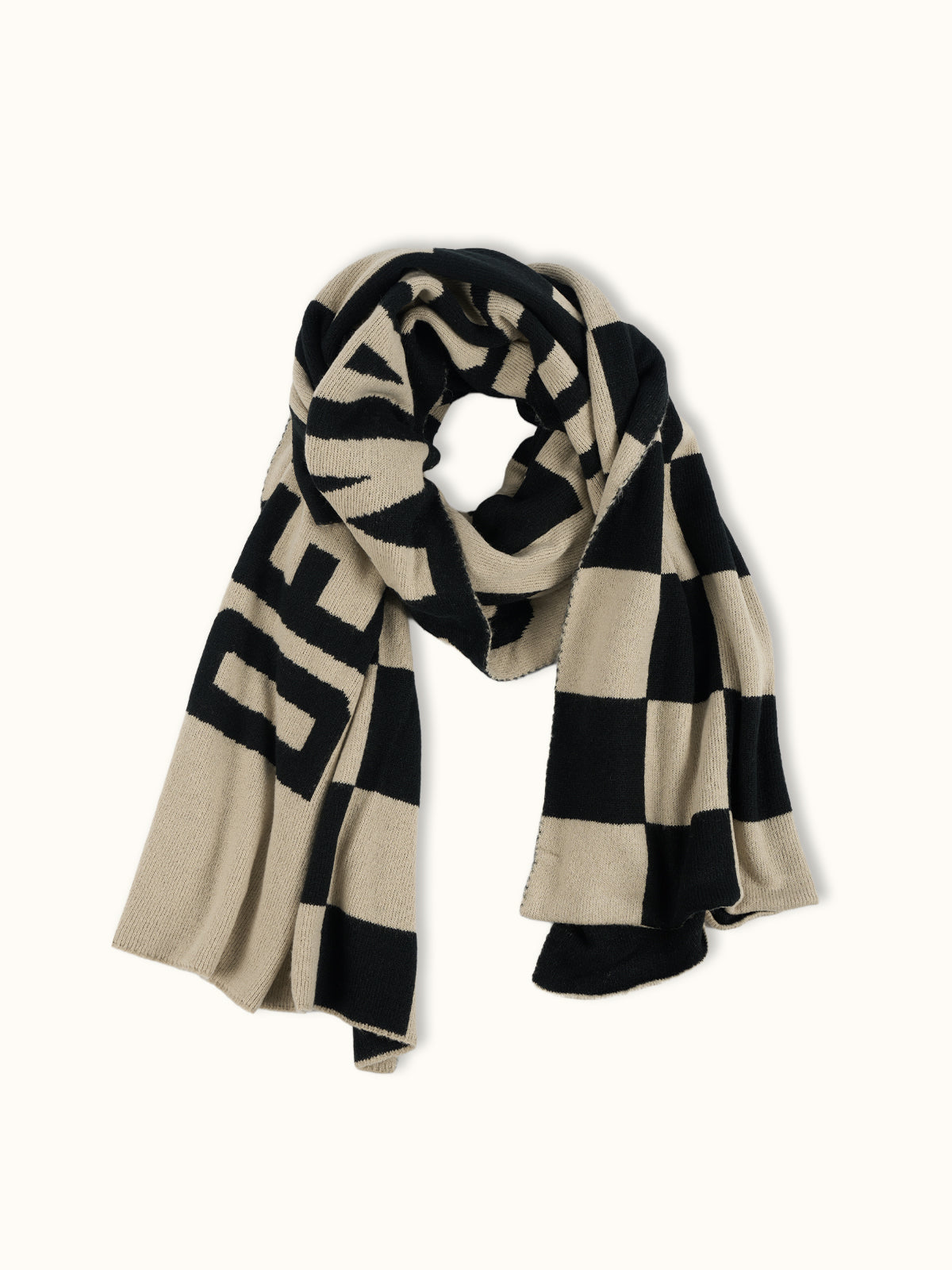Bufanda Oversize Lenny en Marfil, vista trasera — la cara jacquard inversa. #color_marfil