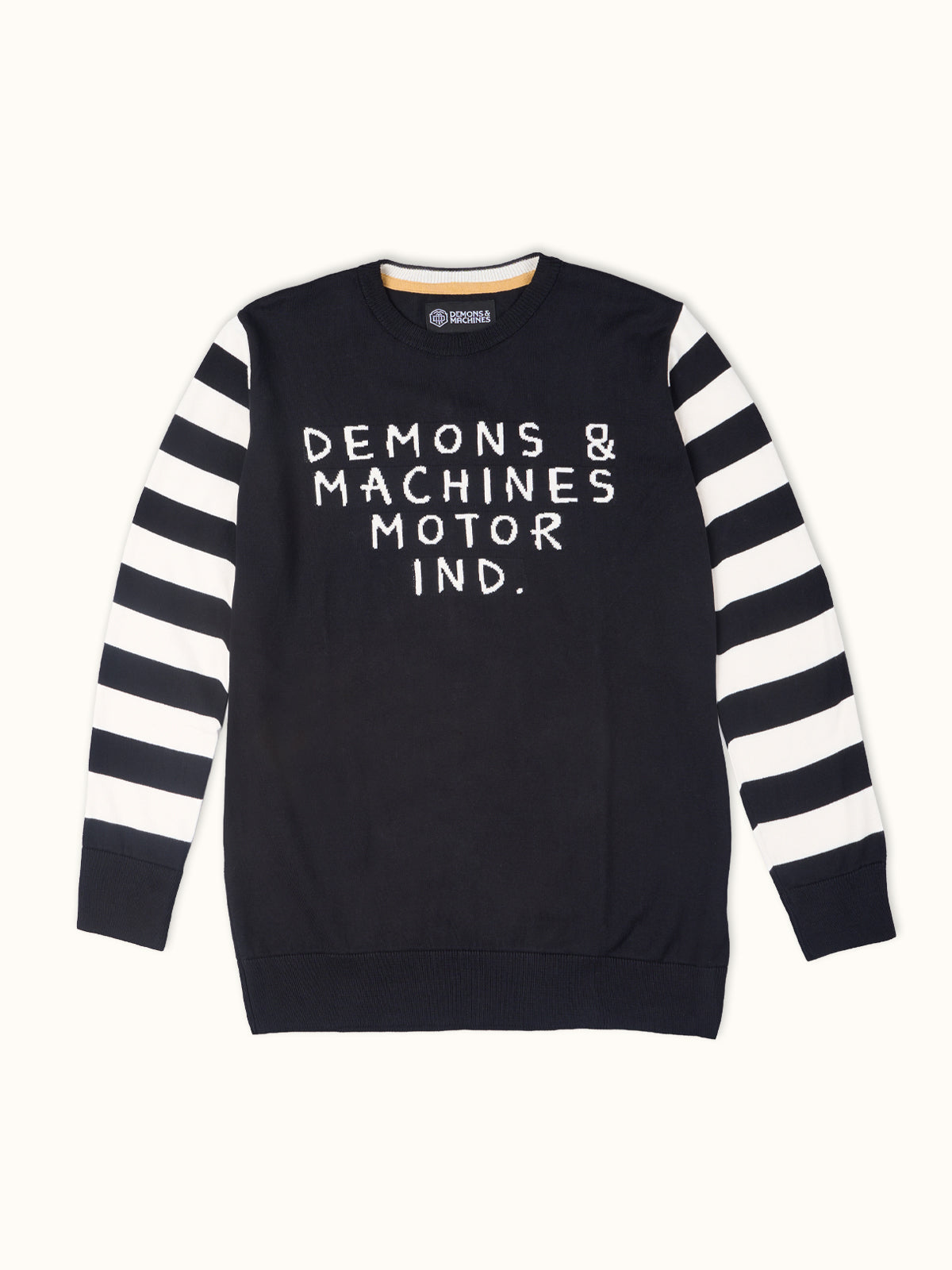 Suéter Jacquard Maine en Negro, vista frontal — hilado 100% algodón. Demons & Machines. #color_negro