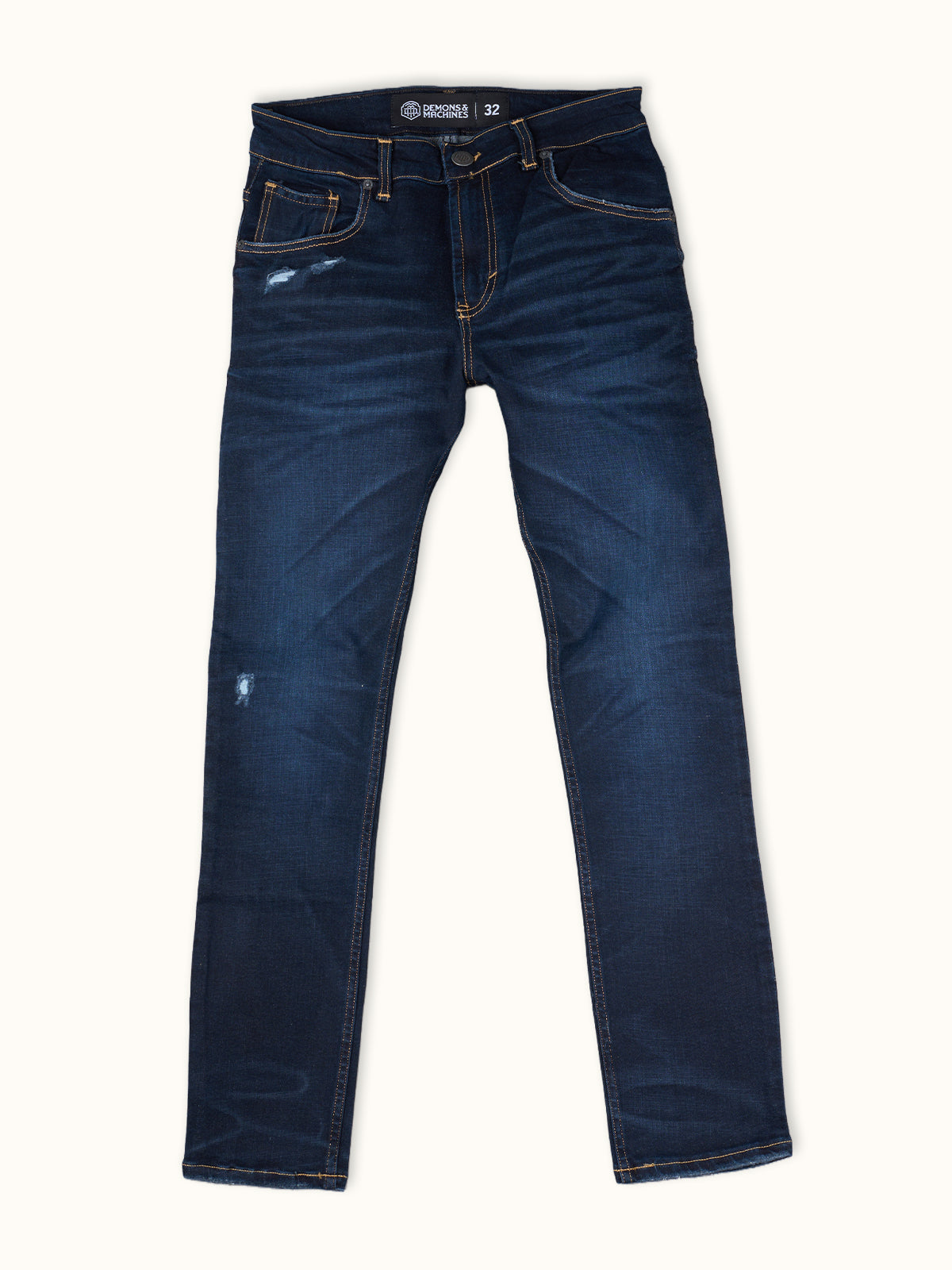 Jeans New Orleans Skinny Fit en Azul Oscuro, vista frontal — mezclilla super stretch. Demons & Machines. #color_azul_oscuro