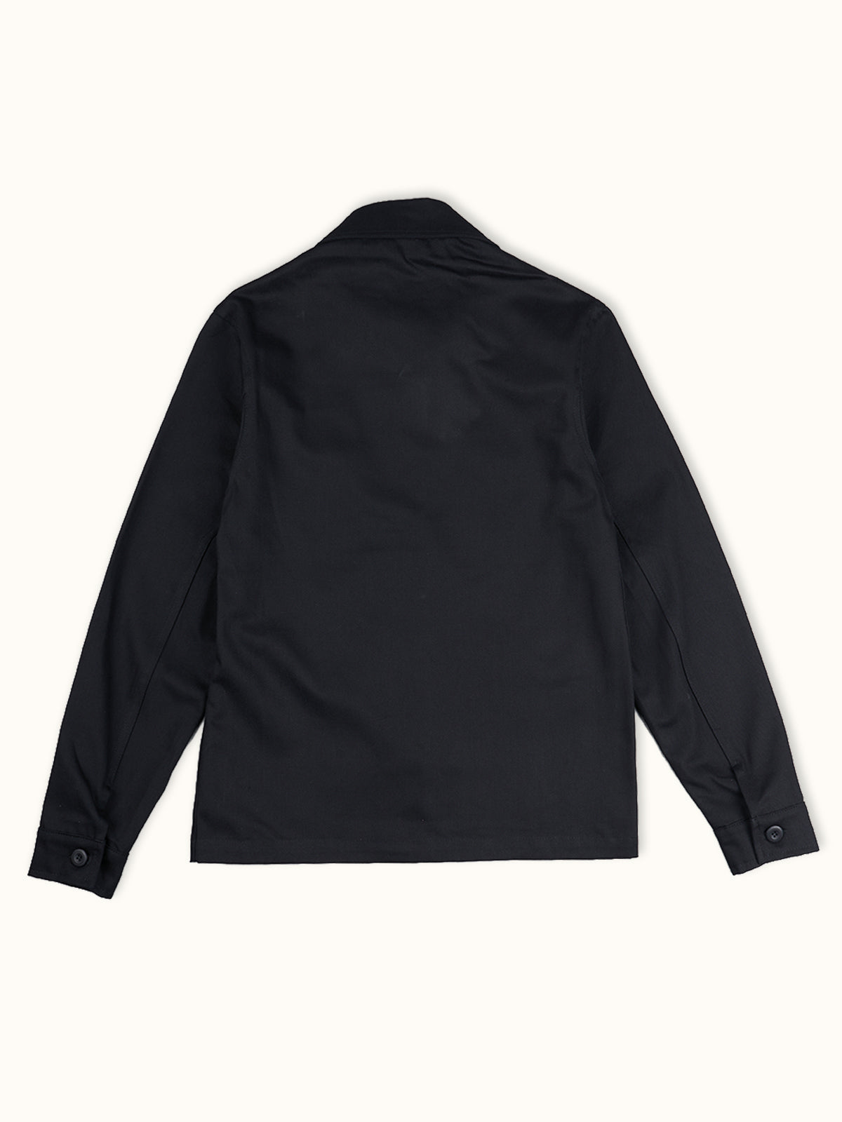 Overshirt Sailor en Negro, vista trasera — el panel trasero de workwear y las costuras de hombro reforzadas. #color_negro