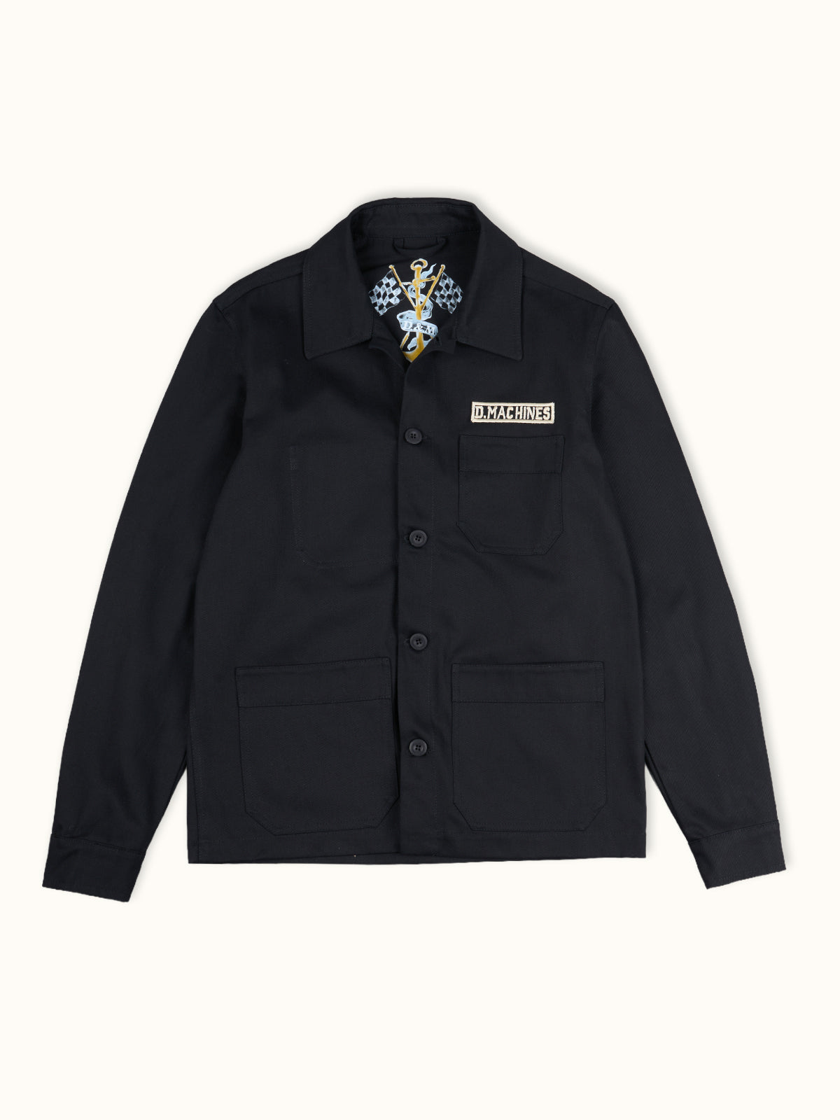 Overshirt Sailor en Negro, vista frontal — bull denim pesado 100% algodón. Demons & Machines. #color_negro