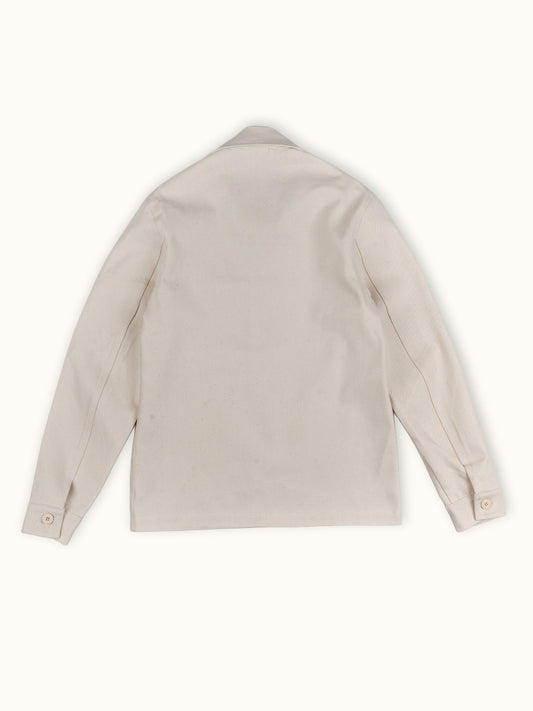 Overshirt Sailor en Crudo, vista trasera — el panel trasero de workwear y las costuras de hombro reforzadas. #color_crudo