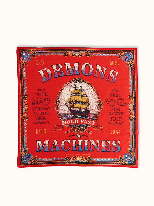 Paliacate Sailor en Rojo, vista frontal — voile ligero de algodón. Demons & Machines. #color_rojo