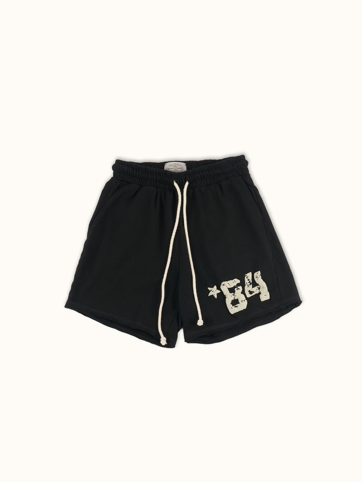 Short Training de Felpa Francesa en Negro, vista frontal — felpa francesa ligera 100%. Demons & Machines. #color_negro