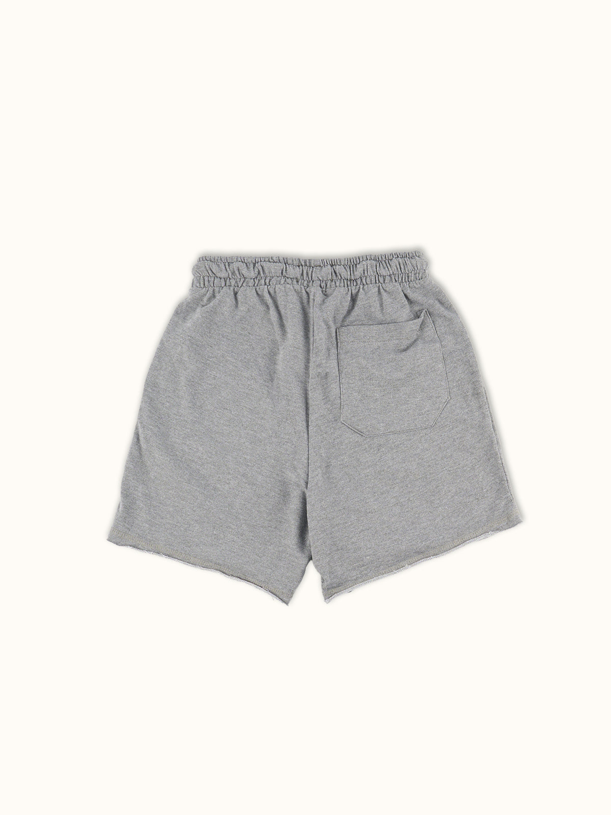Short Training de Felpa Francesa en Gris, vista trasera — la bolsa de parche trasera. #color_gris